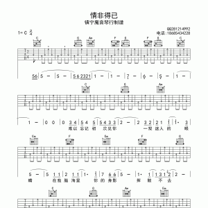 庾澄庆 情非得已吉他谱 C调扫弦简单版