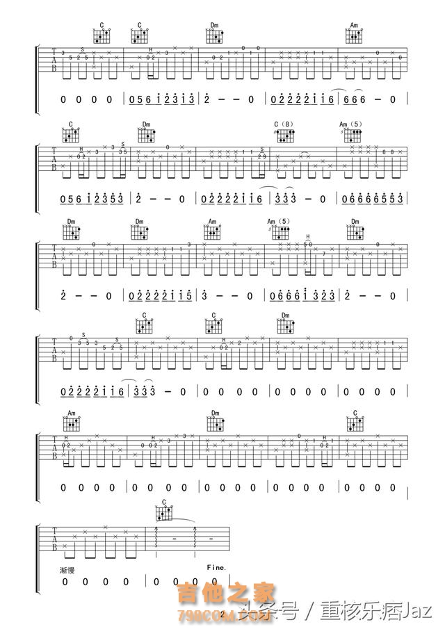 「吉他入门」吉他初学者必练：最适合初学入门的吉他弹唱谱（一）