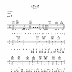 岑宁儿《追光者》B调吉他谱及吉他弹唱视频