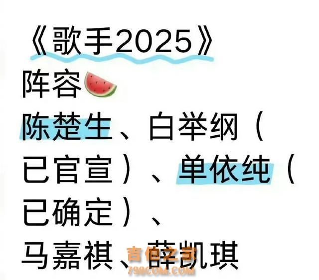 《歌手2025》阵容曝光：双天后，国外阵容豪华，“歌王”这次要丢